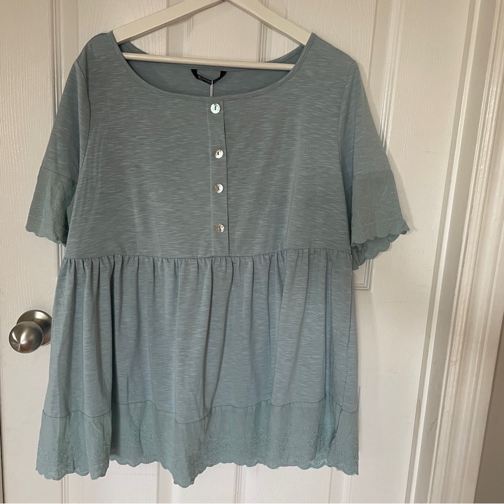 BloomChic Light Blue Button-Down Blouse